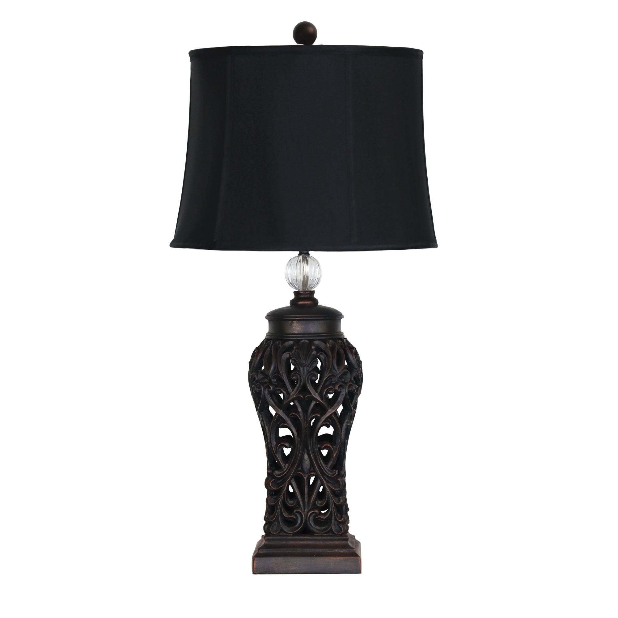 Dorne Antique Black Cut Complete Lamp With Harp